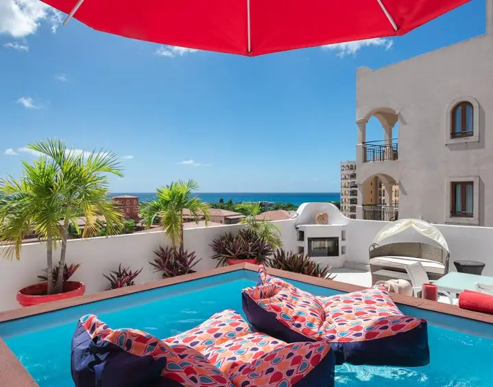 porto cupecoy penthouse 4 bedroom st maarten rooftop terrace pool